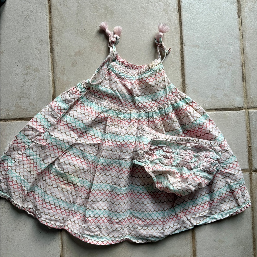 Isaac Mizrahi Colorful Scallop Pattern Dress with Bloomers